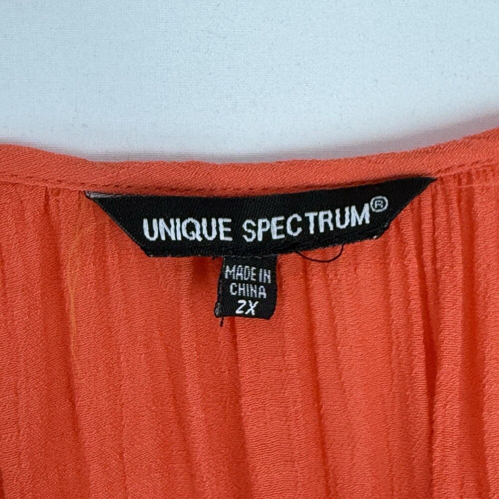 Unique Spectrum Women's Crochet Orange Size 2X Blouse Tunic Short Sleeve - Picture 7 of 16